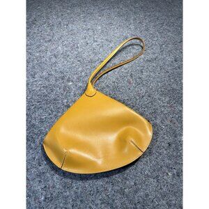 Trussardi Yellow Leather Wristlet Clutch Bag Made in Italy